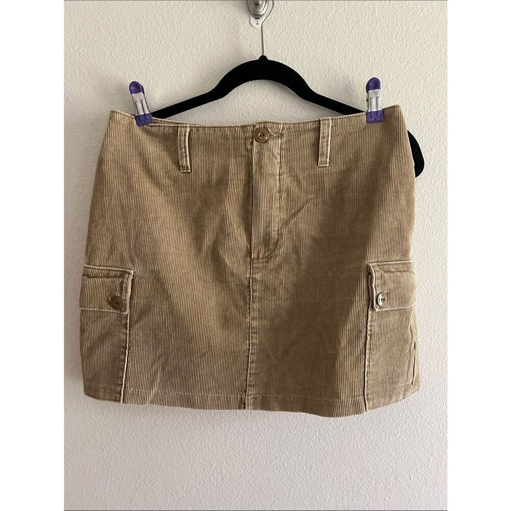Vintage J.Crew Corduroy Cargo Mini Skirt Y2K Beige Utility Low Rise 90s 8